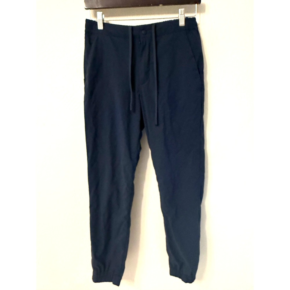 Uniqlo size S (27-30 in) fleece lined nylon pants navy blue tapered warm